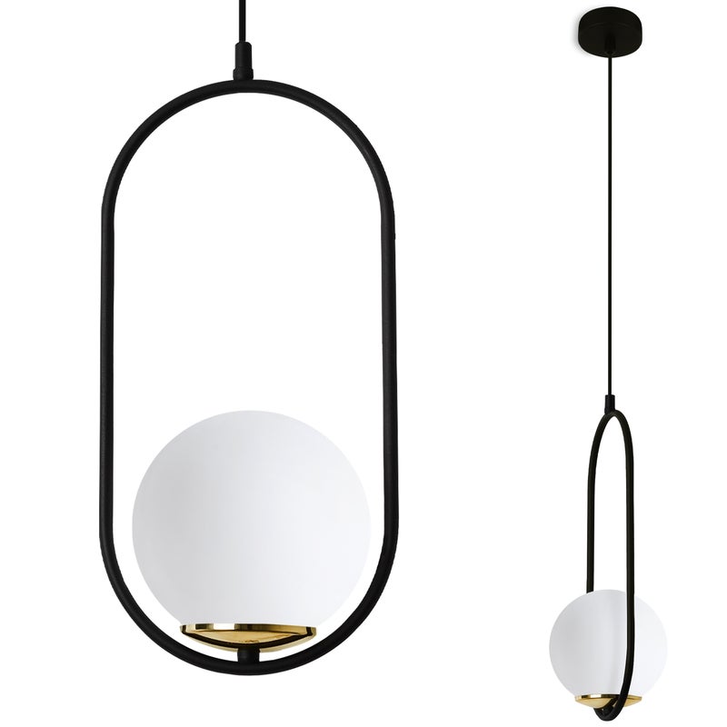Lampa sufitowa wisząca Luna modern czarna/złota 1xE14 klosz kula biała Light Home LH
