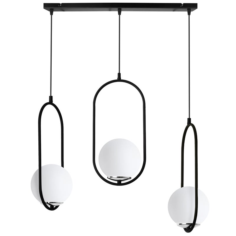 Lampa sufitowa wisząca Luna modern czarna/chrom 3xE14 klosz kula biała Light Home LH