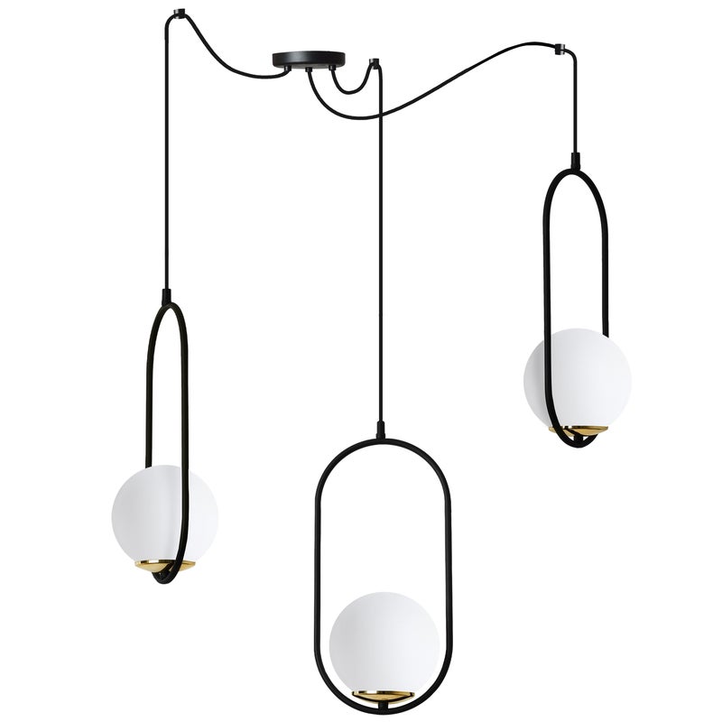 Lampa sufitowa wisząca Luna Pająk modern czarna/złota 3xE14 klosz kula biała Light Home LH