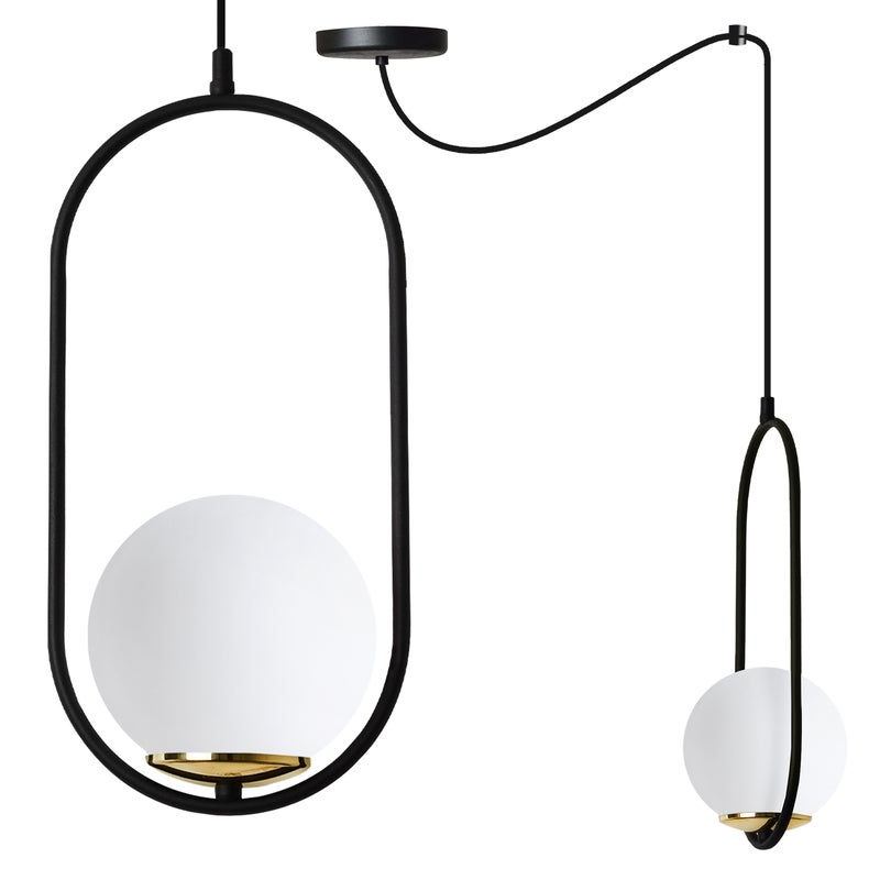 Lampa sufitowa wisząca Pająk Luna modern czarna/złota 1xE14 klosz kula biała Light Home LH