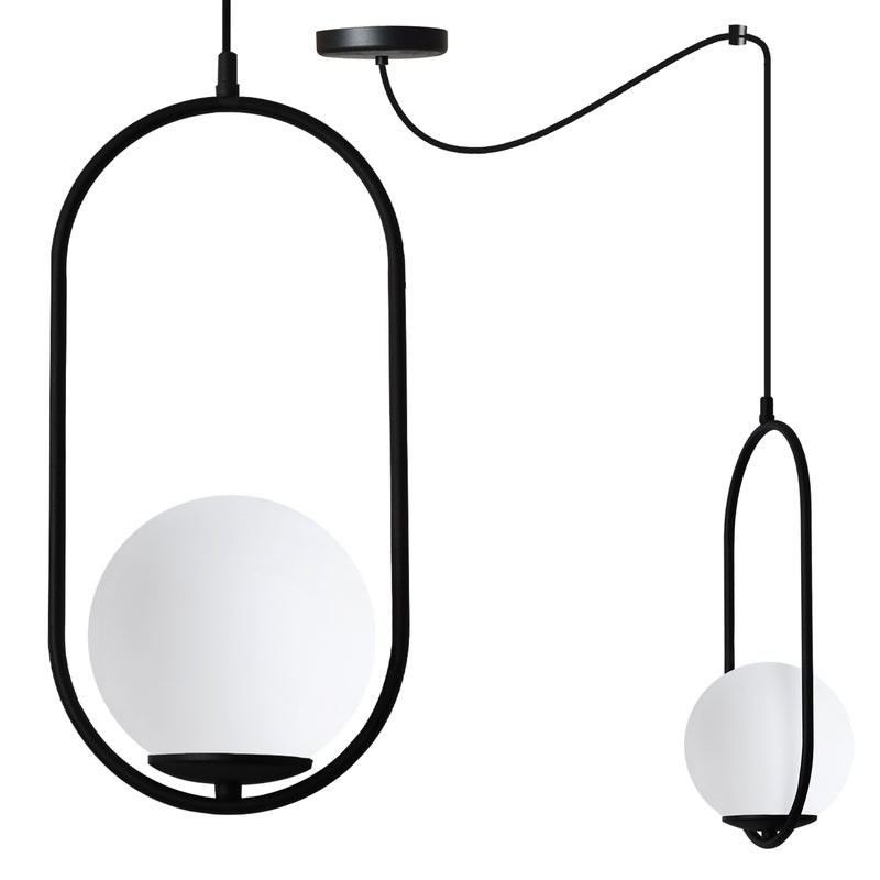 Lampa sufitowa wisząca Pająk Luna modern czarna 1xE14 klosz kula biała Light Home LH