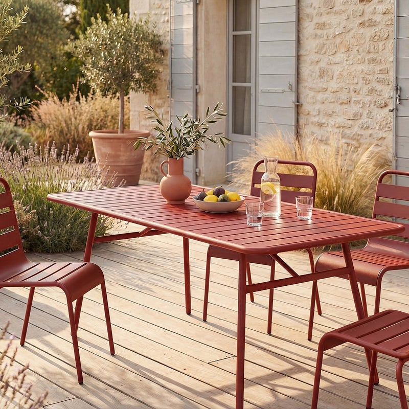 Stół ogrodowy dł. 160 cm metalowy - Czerwony - MIRMANDE od MYLIA