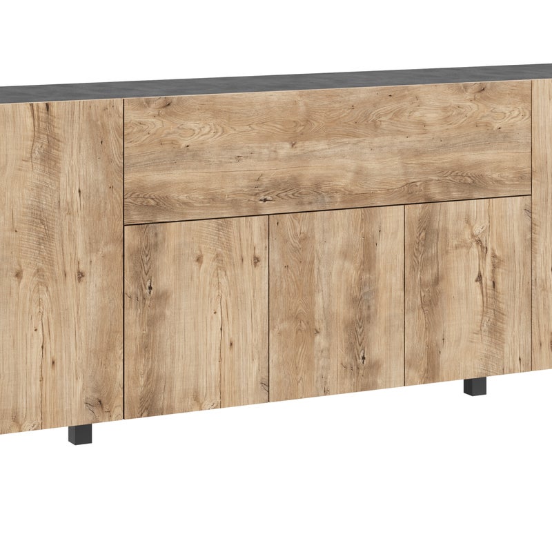 Komoda LOKET 180 cm matera/kastanien breslau/czarne nóżki