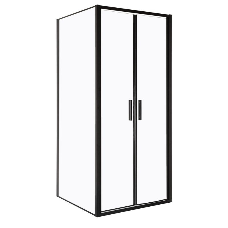 Kabina prysznicowa Solid DDP+SC 90 x 100 BL szkło transparentne 6 mm, profile czarne, drzwi wahadłowe KERRA