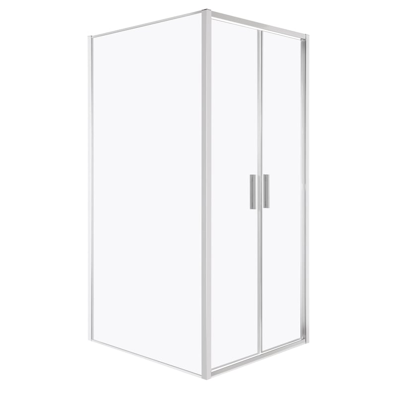 Kabina prysznicowa Solid DDP+SC 90 x 100 CHR szkło transparentne 6 mm, profile chrom, drzwi wahadłowe KERRA