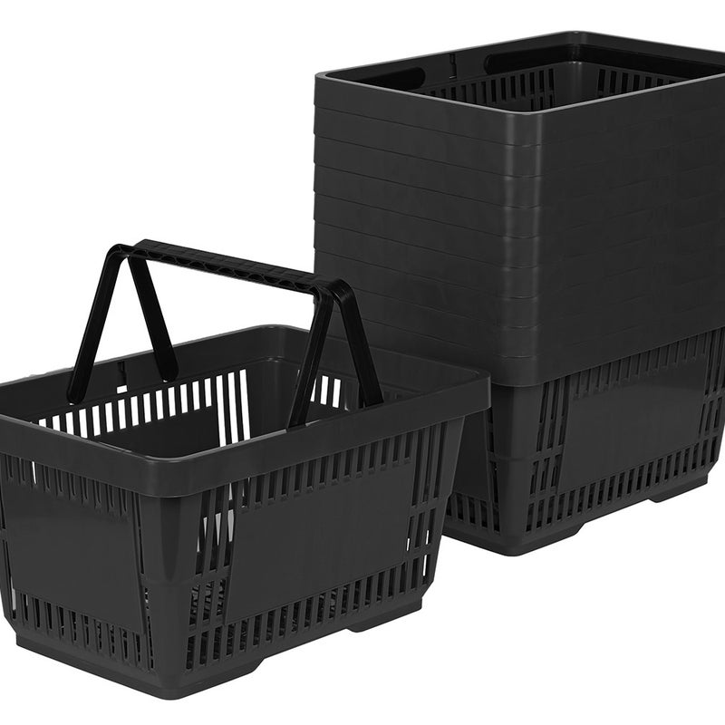 Zestaw 100x Koszyk zakupowy do przechowywania 2 rączki 22L czarny KTD