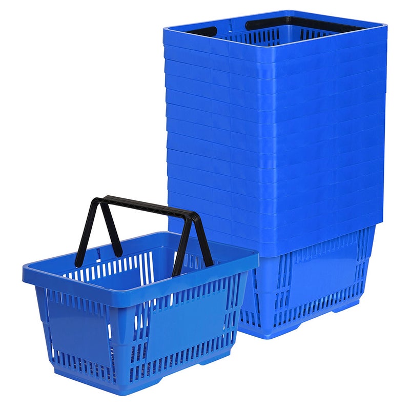 Zestaw 15x Koszyk zakupowy do przechowywania 2 rączki 22L niebieski KTD