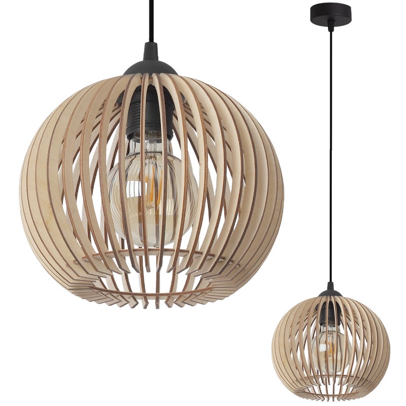 Lampa sufitowa wisząca Timber loft boho 1xE27 półkula 12x18cm czarny/beżowy Light Home LH