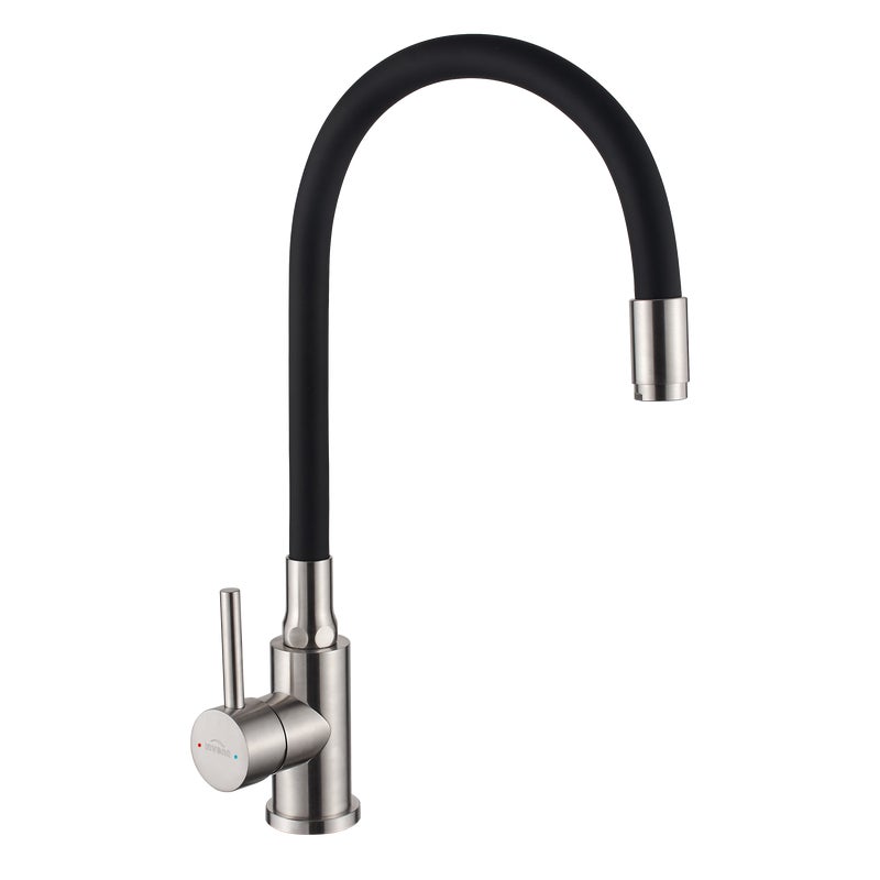 Bateria kuchenna Invena Efi z elastyczną wylewką, inox / czarny