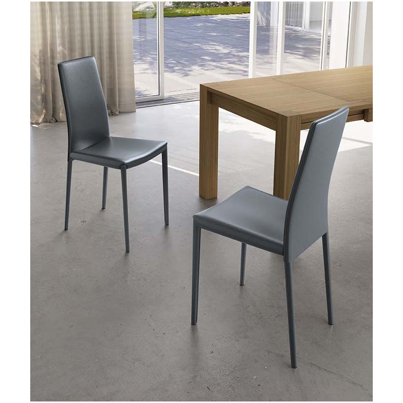 Krzesło ze skóry ekologicznej w kolorze ciemnoszarym z powlekanym metalowym stelażem, 41x42xwys.95 cm, 4 szt.