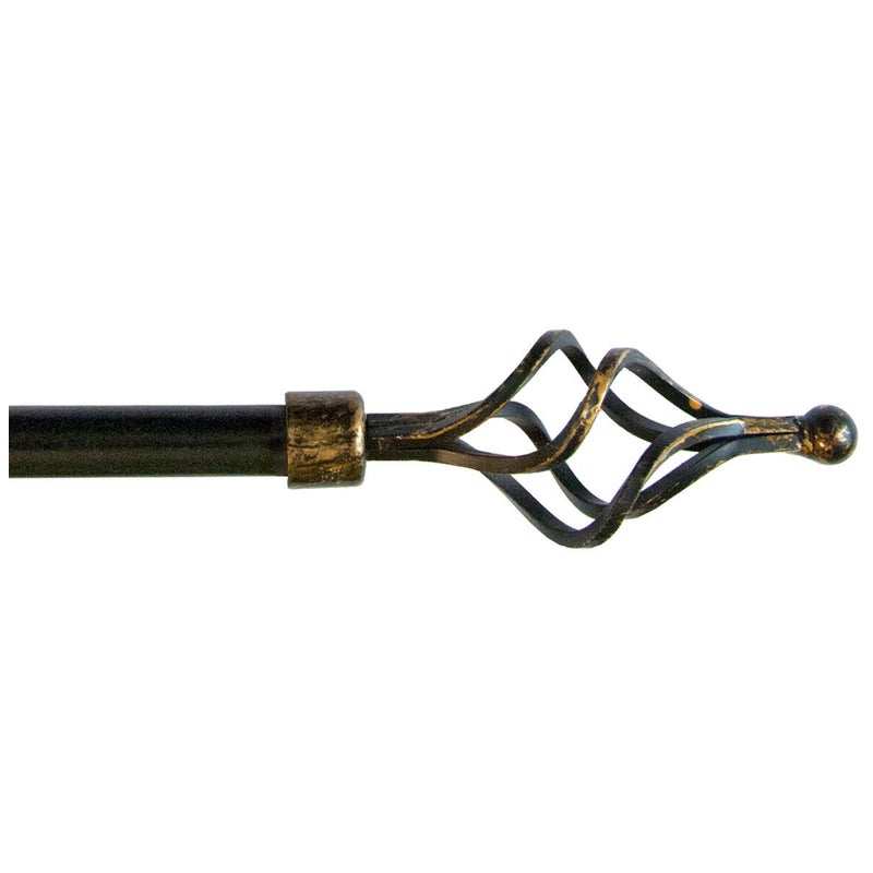 Karnisz Żelazko Rozsuwany Karnisz Kółka Spiralny 120-210 Cm Czarno-złoty