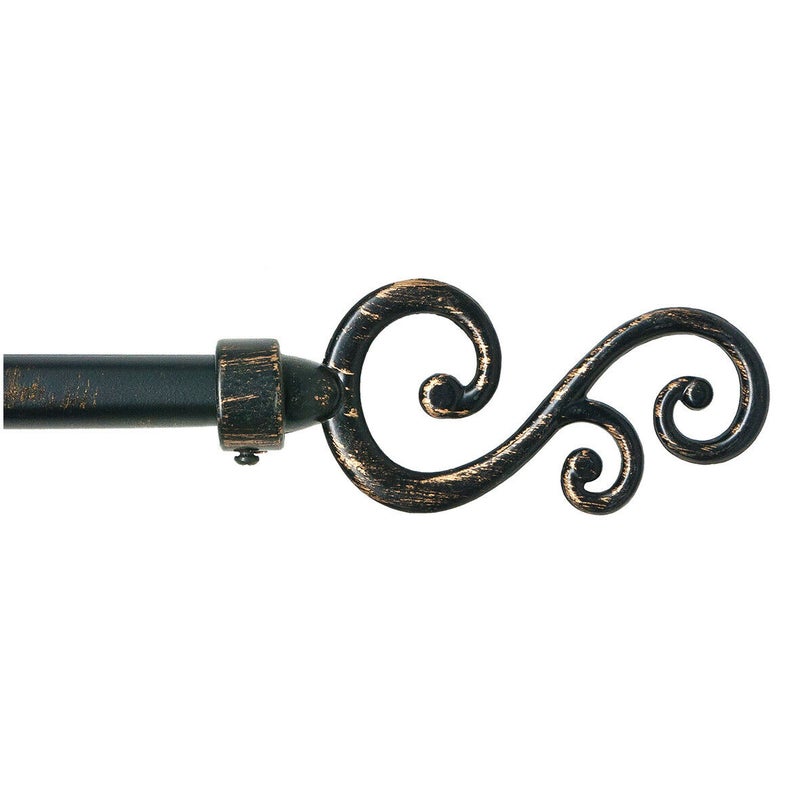 Karnisz Żelazko Rozsuwany Karnisz Kółka Spirale 120-210 Cm Czarno-złoty