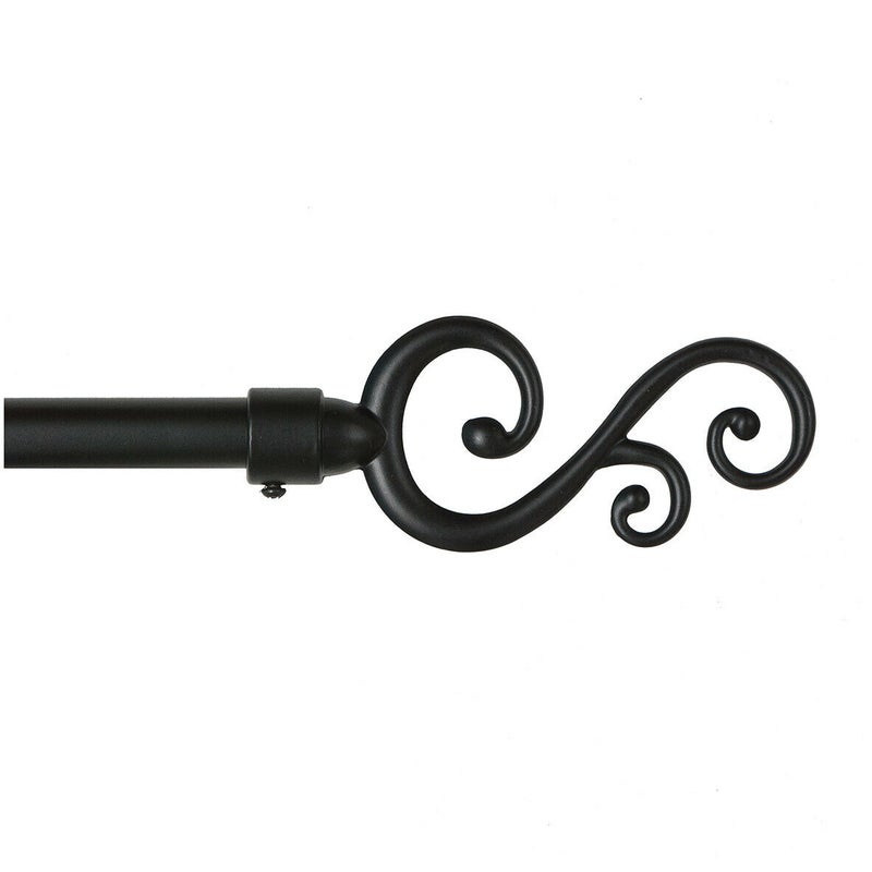 Karnisz Żelazko Rozsuwany Karnisz Kółka Spirale 120-210 Cm Czarny