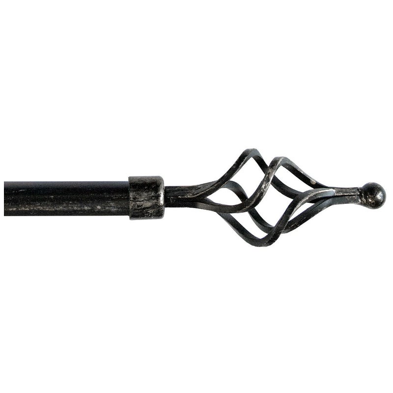 Karnisz Żelazko Rozsuwany Karnisz Kółka Spiralny 120-210 Cm Czarno-srebrny