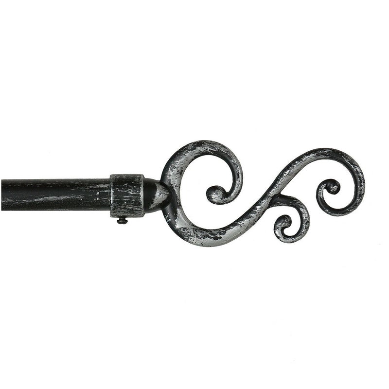 Karnisz Żelazko Rozsuwany Karnisz Kółka Spirale 120-210 Cm Czarno-srebrny