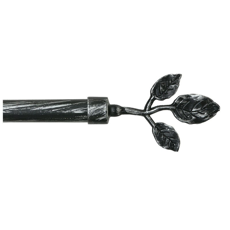 Karnisz Żelazko Rozsuwany Karnisz Kółka Liście 120-210 Cm Czarno-srebrny