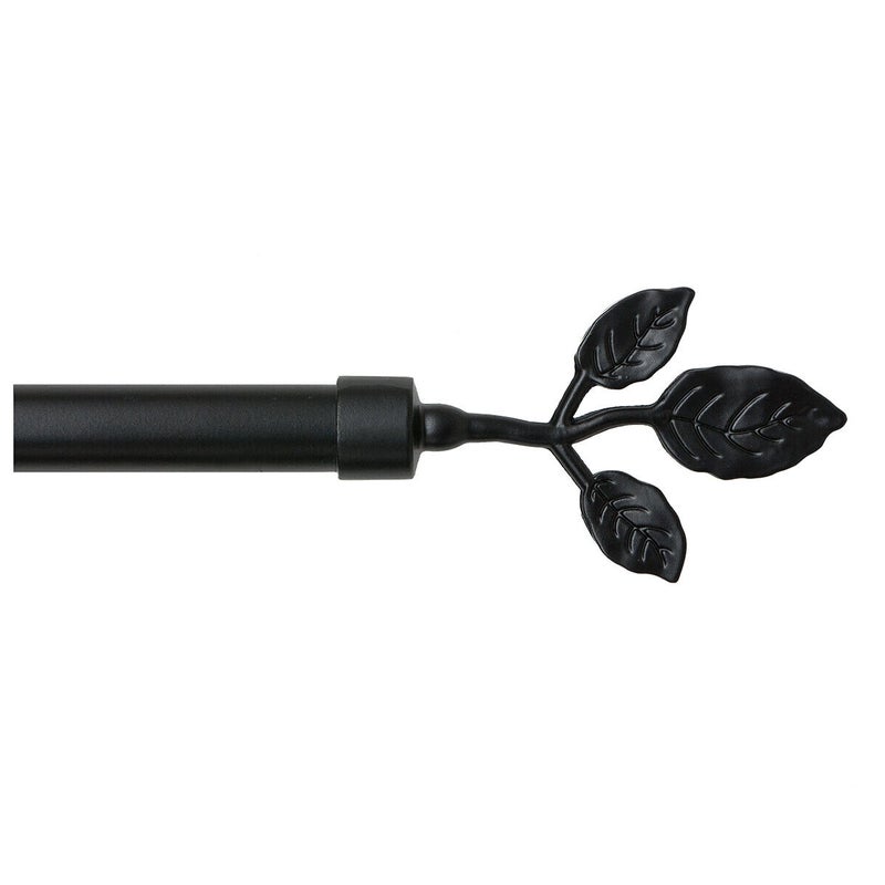 Karnisz Żelazko Rozsuwany Karnisz Kółka Liście 160-300 Cm Czarny