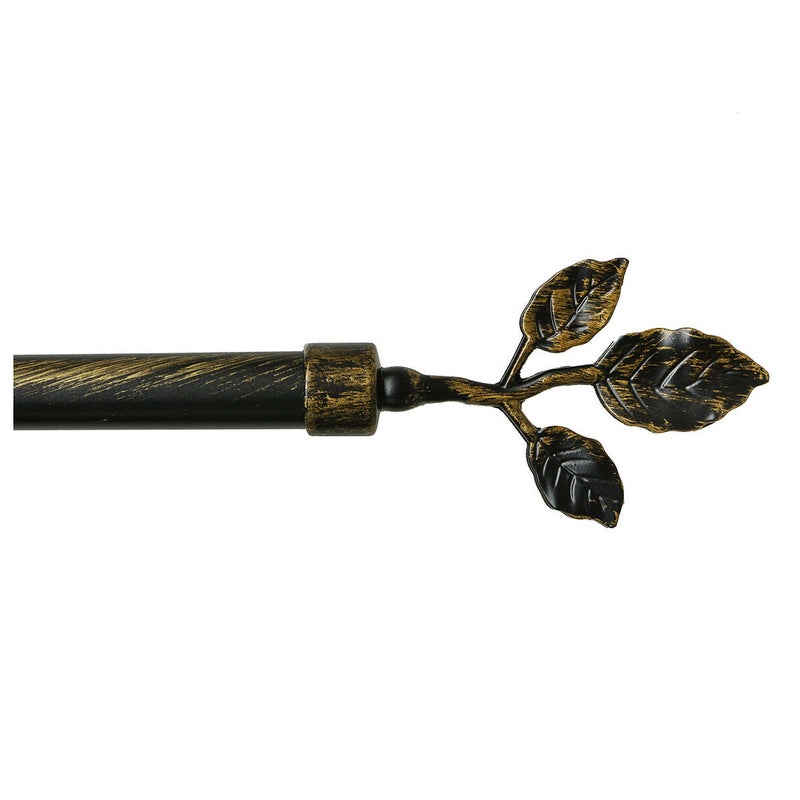 Karnisz Żelazko Rozsuwany Karnisz Kółka Liście 120-210 Cm Czarno-złoty