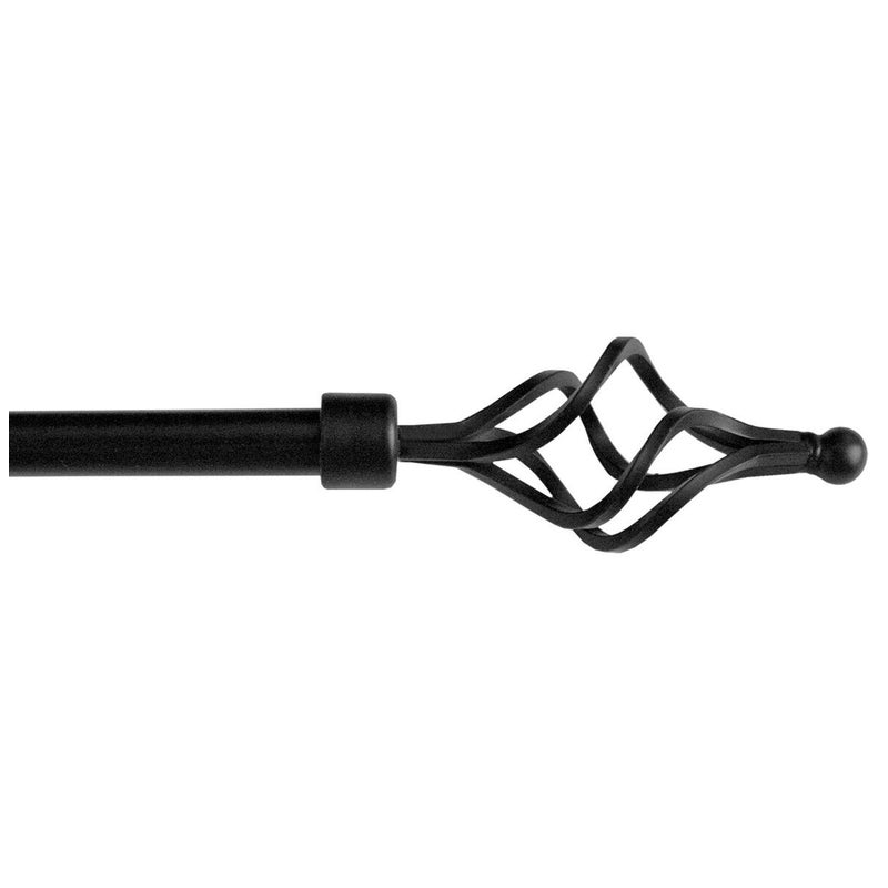 Karnisz Żelazko Rozsuwany Karnisz Kółka Spiralny 120-210 Cm Czarny