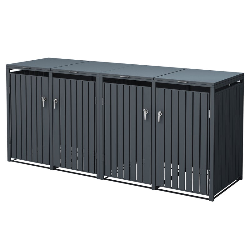 ML-Design pojemnik na śmieci 240L 264x80x116,3 cm stalowy antracytowy wygląd odporny na warunki atmosferyczne uchylna pokrywa do 4 tony