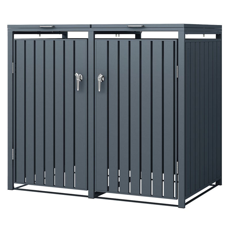 ML-Design pojemnik na śmieci 240L 132x80x116,3 cm stalowy antracytowy wygląd odporny na warunki atmosferyczne uchylna pokrywa do 2 tony
