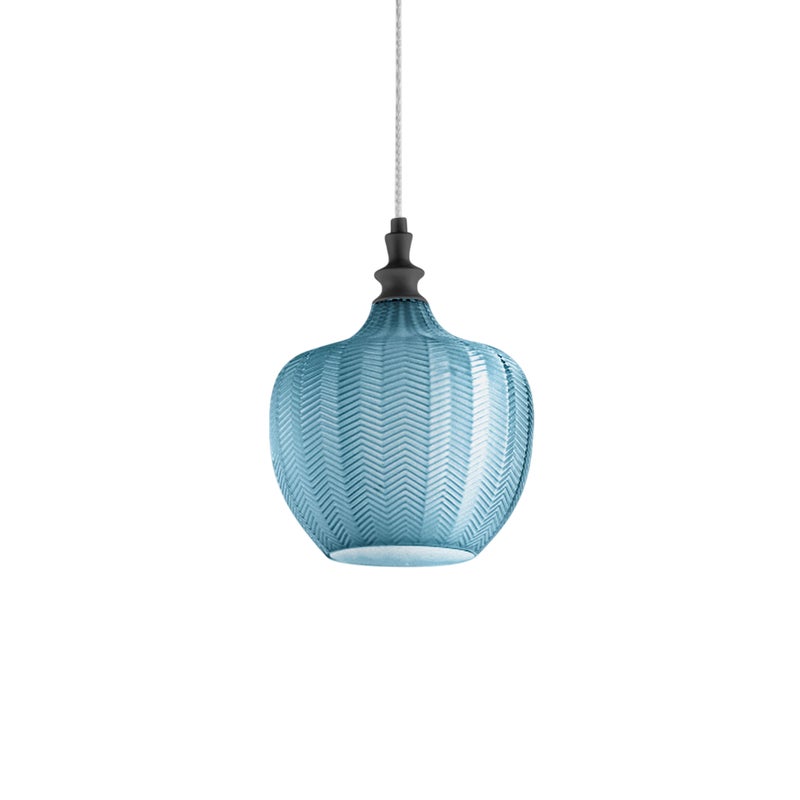 Cleofe lampa wisząca z przezroczystego szkła kobaltowego i czerni, styl vintage, oprawa E27, IP20, Ø24 cm
