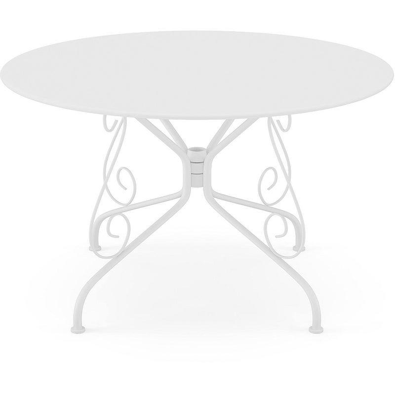 Stół ogrodowy metalowy o śr. 120 cm z efektem kutego żelaza - Biały - GUERMANTES marki MYLIA
