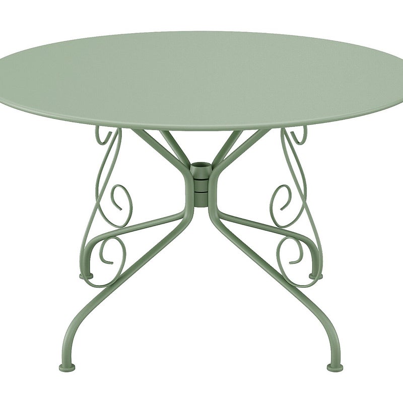 Stół ogrodowy metalowy o śr. 120 cm z efektem kutego żelaza - Migdałowa zieleń - GUERMANTES marki MYLIA