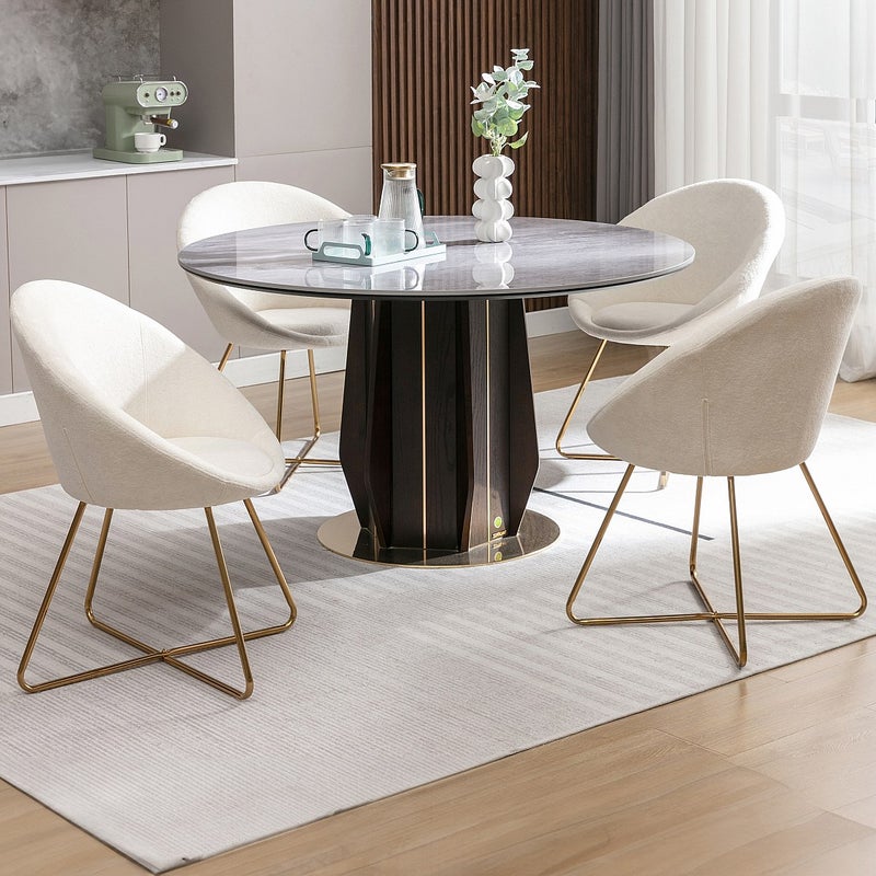 Krzesło z bukli i złotego metalu - Biały - BURBAN