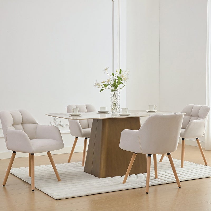 Zestaw 2 krzeseł z podłokietnikami - Tkanina i drewno bukowe - Beżowy - PEGA marki Pascal Morabito