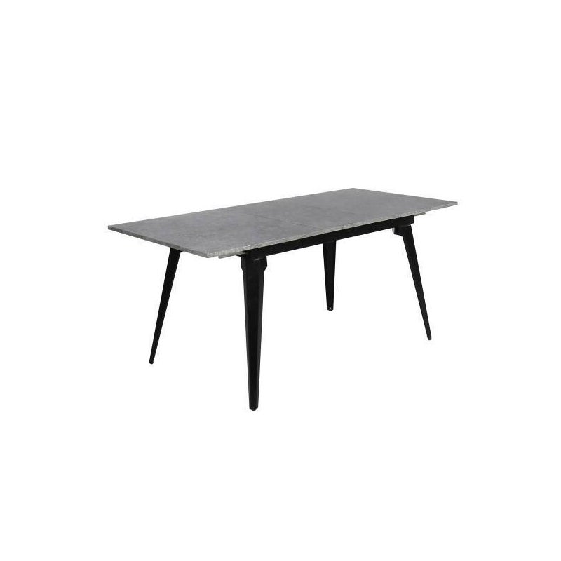 Nowoczesny wysuwany stół jadalny – wykończenie cementowe i matowe czarne nogi Regulowane z zakresu 140/180x 80x 75 cm