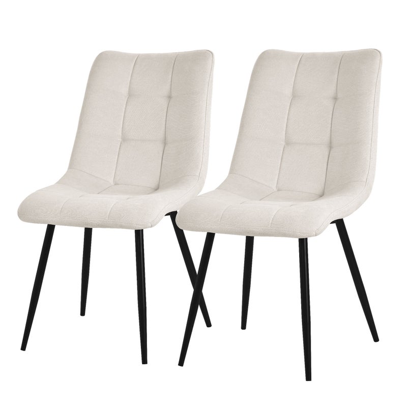 Zestaw 2 krzeseł do jadalni kuchenne do salonu Krzesło tapicerowane Beżowy