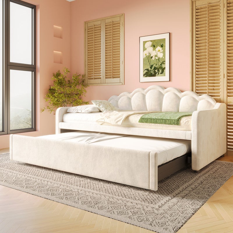 Łóżko składane 90x200/180x200 cm - z łóżkiem składanym - z oświetleniem LED - aksamitne - beżowe (materac nie wchodzi w skład zestawu)