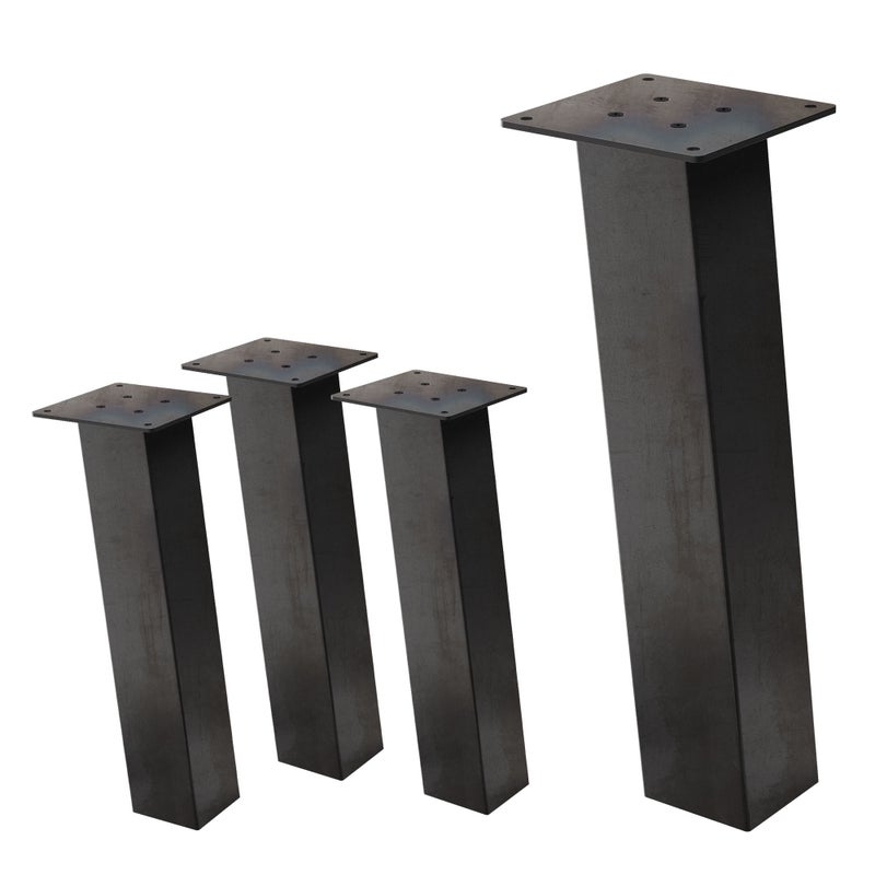 ML-Design zestaw 4 nóg meblowych 42 cm przemysłowy stal lakierowana proszkowo kwadratowy profil 8x8 cm kąt 96° i-kształt do stolików kawowych i ław