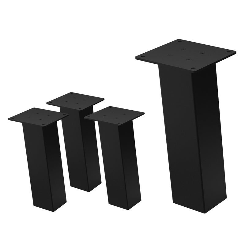 ML-Design zestaw 4 nóg meblowych 30 cm czarny polysk stal lakierowana proszkowo kwadratowy profil 8x8 cm kąt 96° i-kształt do stolików kawowych i ław