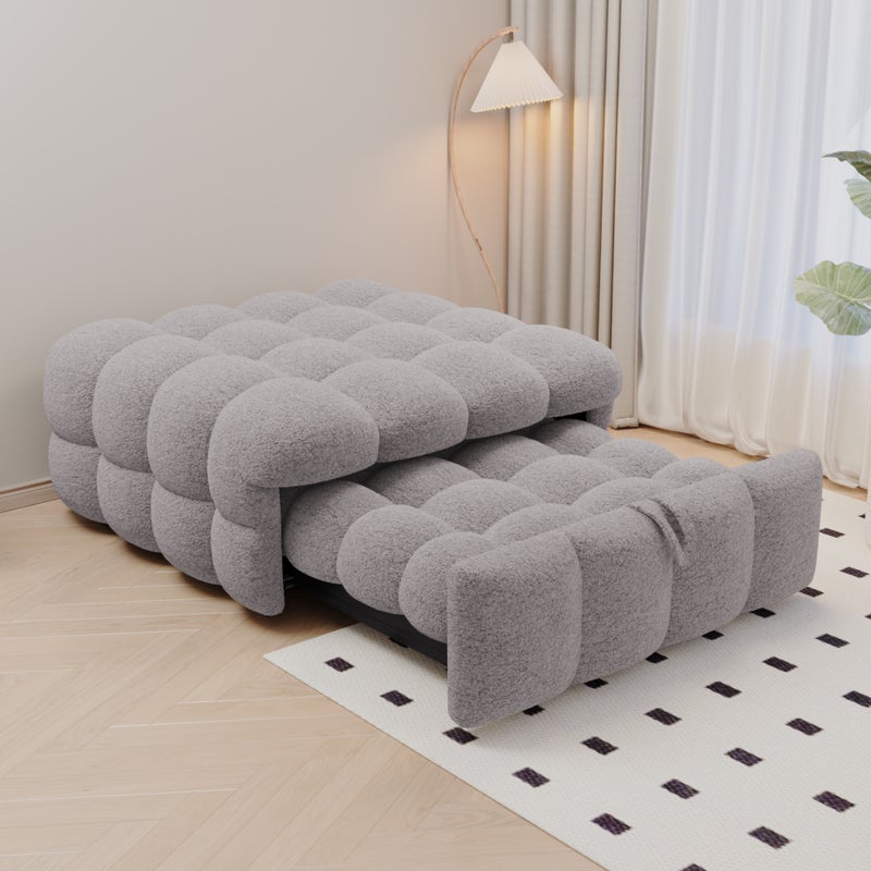Tapicerowane łóżko - otomana 2 w 1 - rozkładana sofa - łóżko pojedyncze - szare
