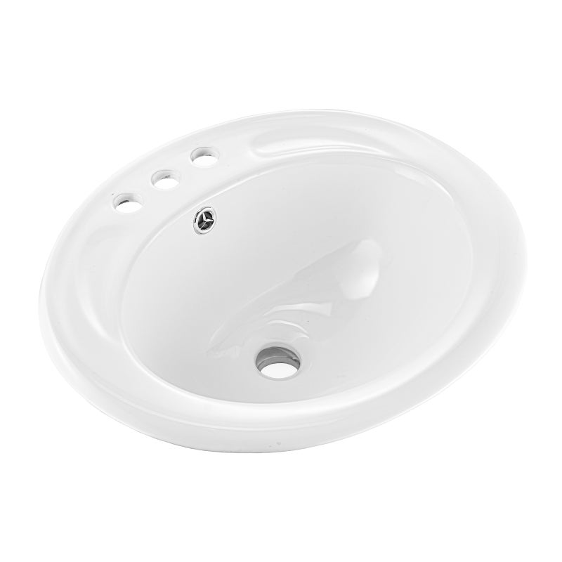 Umywalka półblatowa ceramiczna VEVOR owalna 485x425 mm 3 otwory pod baterię