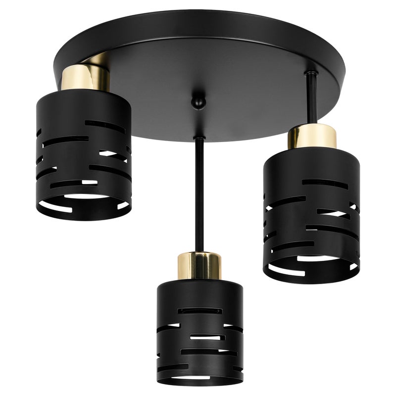 Lampa sufitowa wisząca 3x E27 LED Elen wisząca IP20 czarna złota kinkiet żyrandol MasterLED