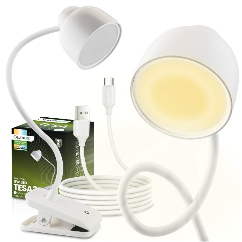 Lampka Biurkowa Lumiled LED 5W CCT Kreślarska Stołowa Szkolna Biała 1 szt.