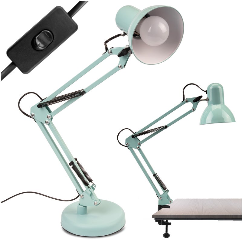 Lampka Biurkowa Lumiled Kreślarska Stołowa E27 Pastelowa Niebieska + Uchwyt na Blat 1 szt.