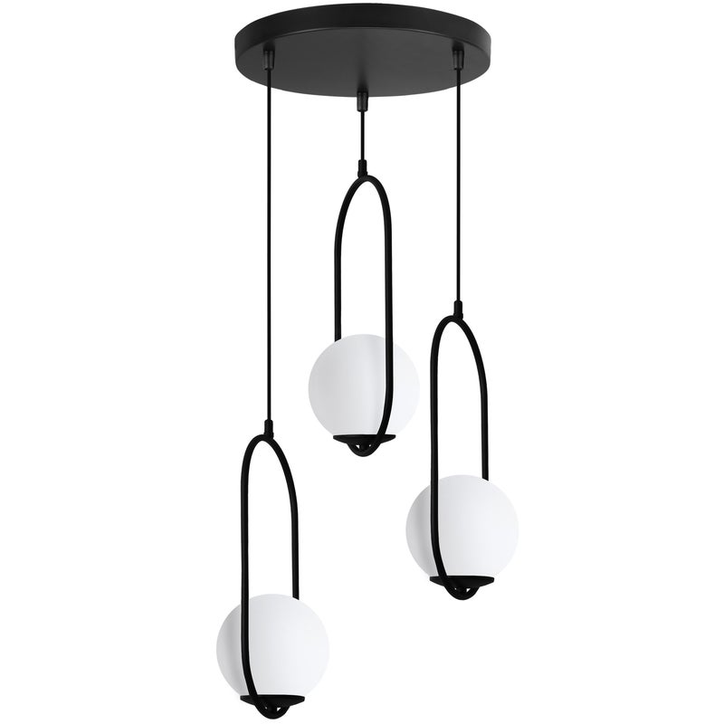Lampa sufitowa wisząca Luna okrągła modern czarna 3xE14 klosz kula biała Light Home LH