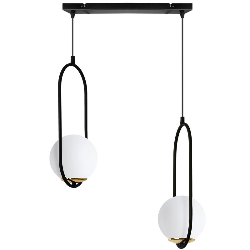 Lampa sufitowa wisząca Luna modern czarna/złota 2xE14 klosz kula biała Light Home LH