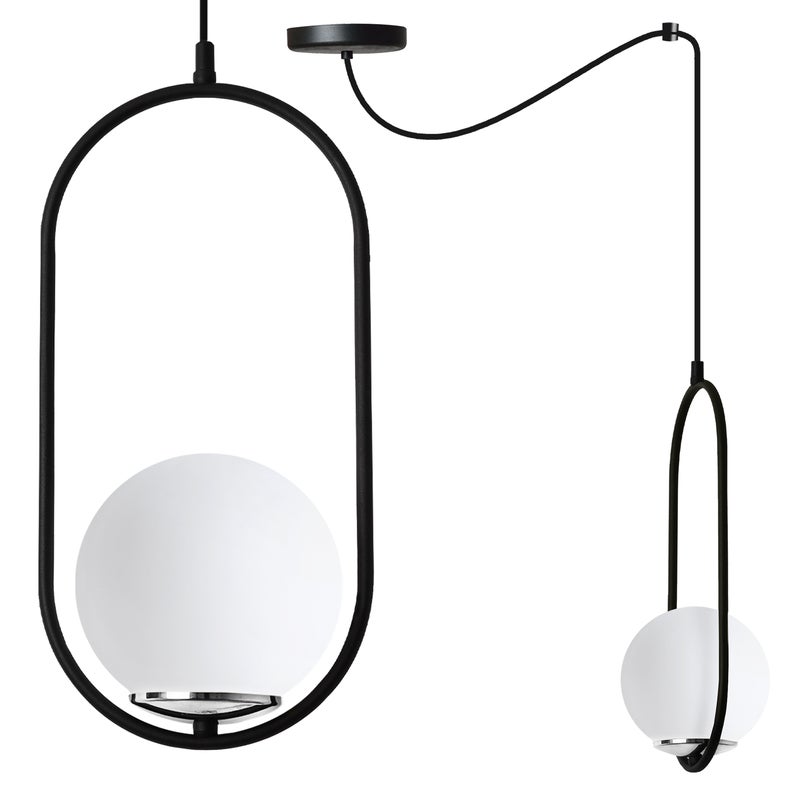 Lampa sufitowa wisząca Pająk Luna modern czarna/chrom 1xE14 klosz kula biała Light Home LH