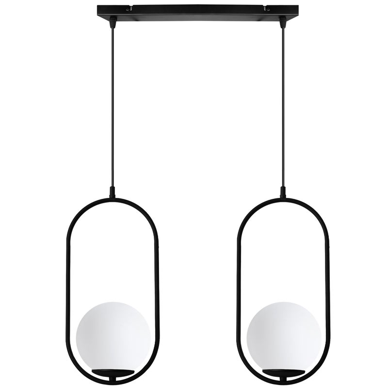 Lampa sufitowa wisząca Luna modern czarna 2xE14 klosz kula biała Light Home LH