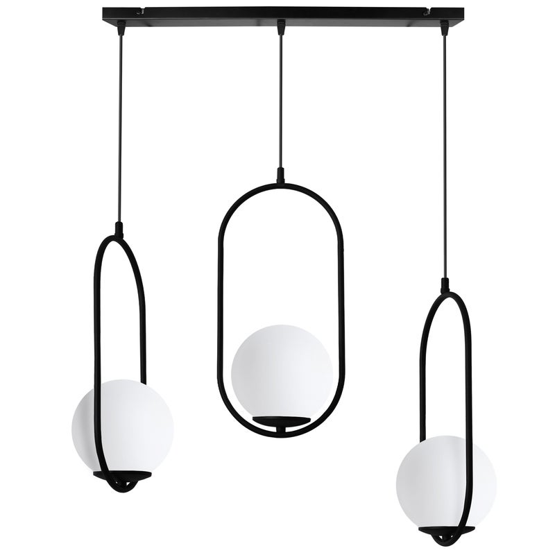Lampa sufitowa wisząca Luna modern czarna 3xE14 klosz kula biała Light Home LH