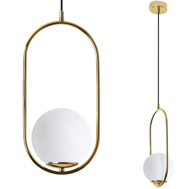 Lampa sufitowa wisząca Luna modern złota 1xE14 klosz kula biała Light Home LH