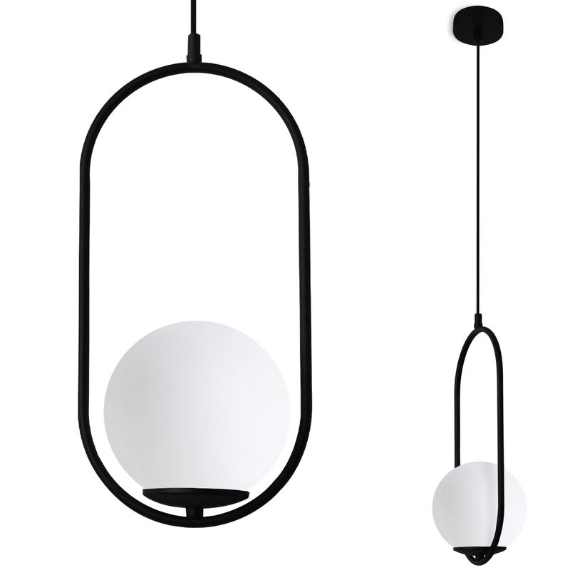 Lampa sufitowa wisząca Luna modern czarna 1xE14 klosz kula biała Light Home LH