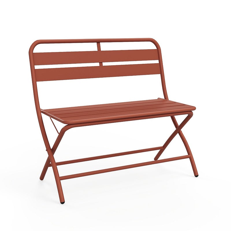 Składana metalowa ławka ogrodowa - Terakota - MIRMANDE od MYLIA