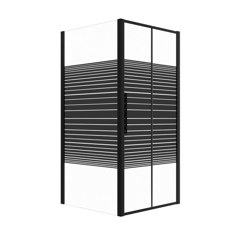 Kabina prysznicowa PYRUS prostokątna 100x70cm czarna z pasami SEVANTE