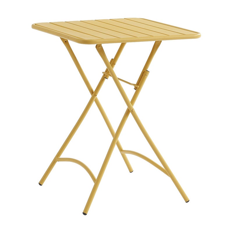 Kwadratowy składany stół ogrodowy 60 cm z metalu - Musztardowy żółty - MIRMANDE od MYLIA